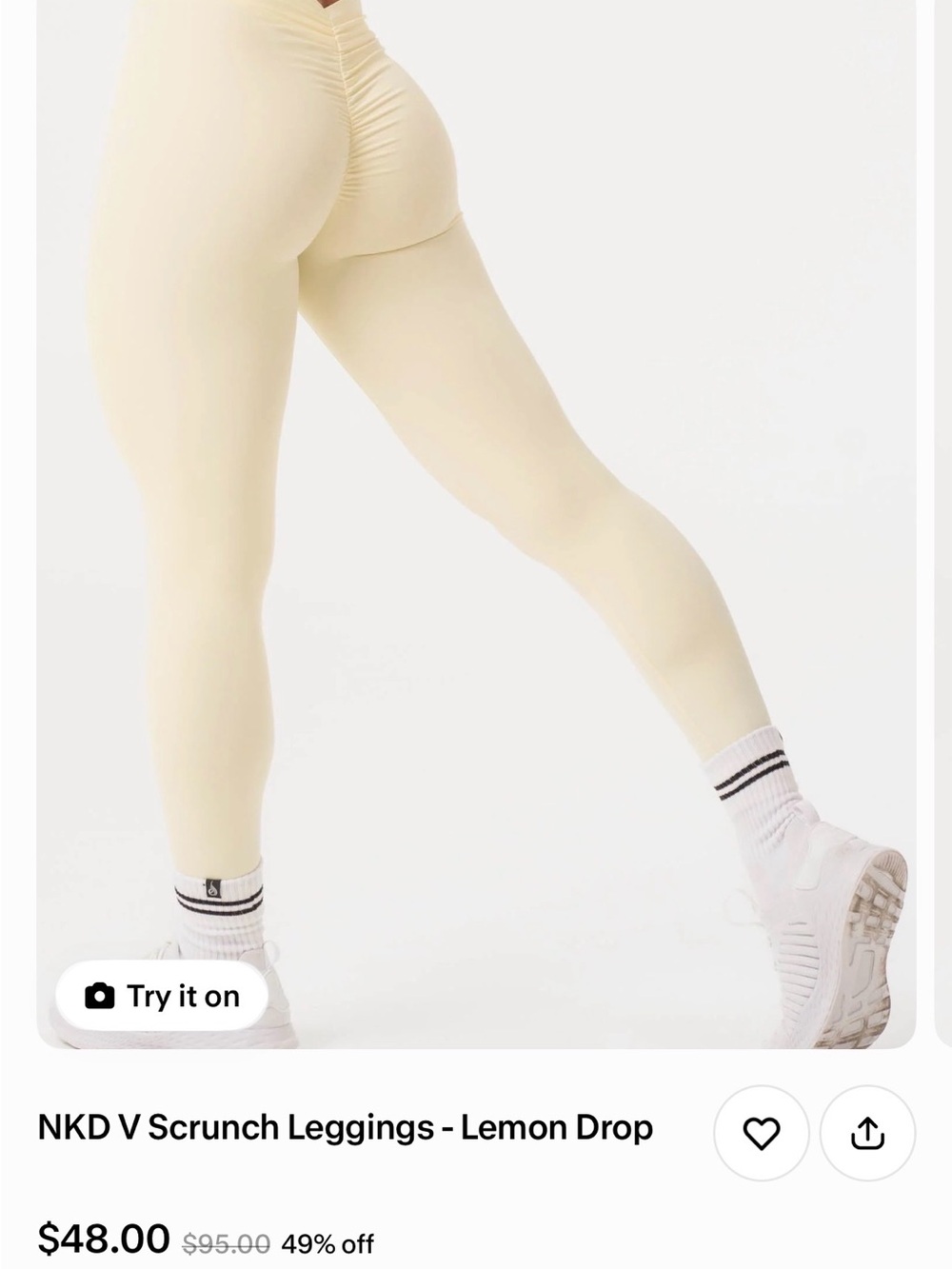 Ryderwear NKD V Scrunch Leggings - Lemon Drop